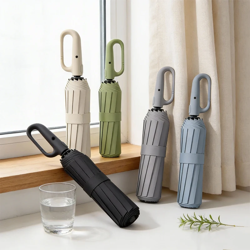 

1 портативный автоматический зонт для защиты от солнца, 32 ребра для повышенной ветроустойчивости, толстая резиновая подкладка для защиты от солнца, быстросохнущий, с портативным крючком, автоматический механизм открывания и закрывания, идеально подходит 