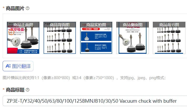 

ZP3E-T/Y32/40/50/63/80/100/125BMNJB10/30/50 Vacuum chuck with buffer