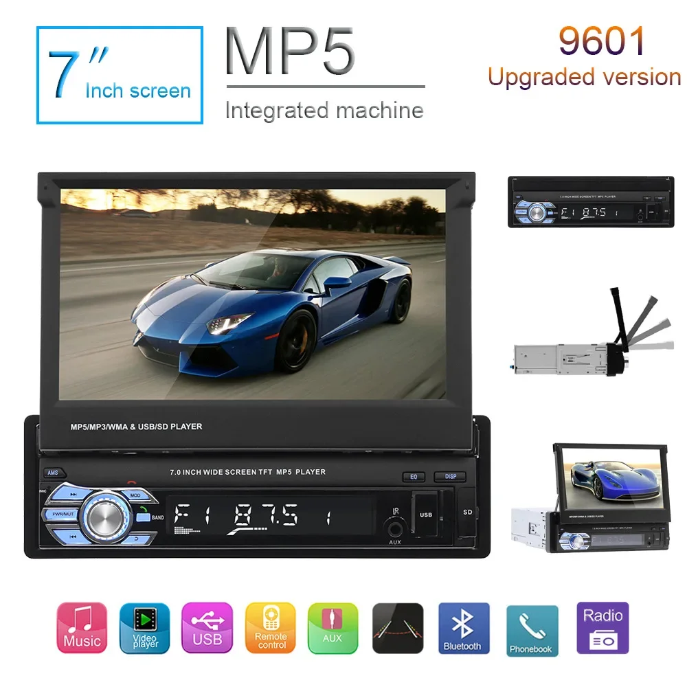 High Quality Best One Din Music Player MP5 Support AUX SD Card FM 7 Inch Touch Screen Car Dvd Player For Car 9602