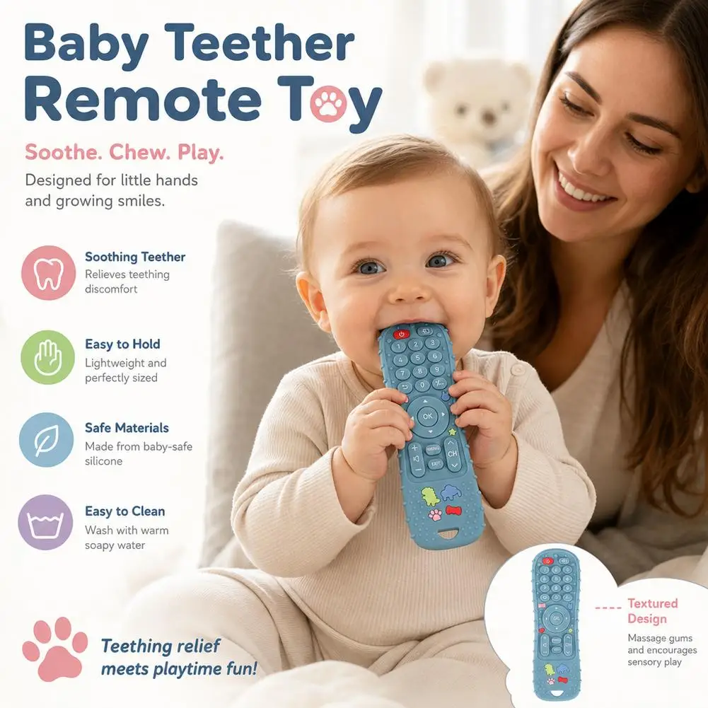 1PC Silicone Baby Toys TV Remote Control Shape Teether Toy BPA Free Silicone Teething Chewing Toy Sensory Baby Accessories