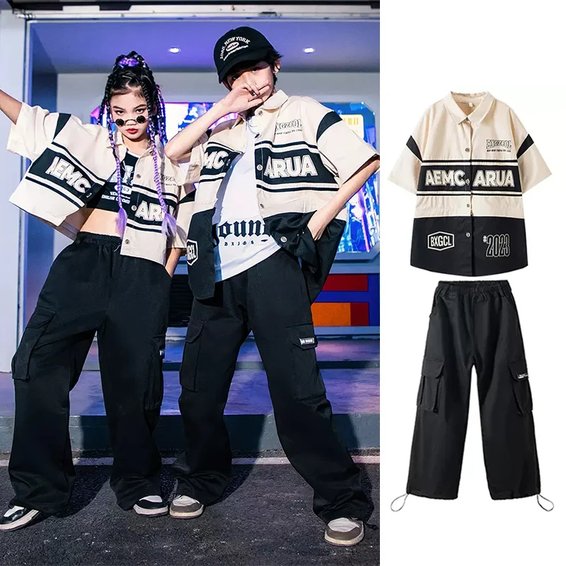 

Streetwear Hip Hop Dancewear Kids Street Dance Performance Costume Girls Jazz Dancer Outfit Shirt Tops Kpop Outfit DL10165