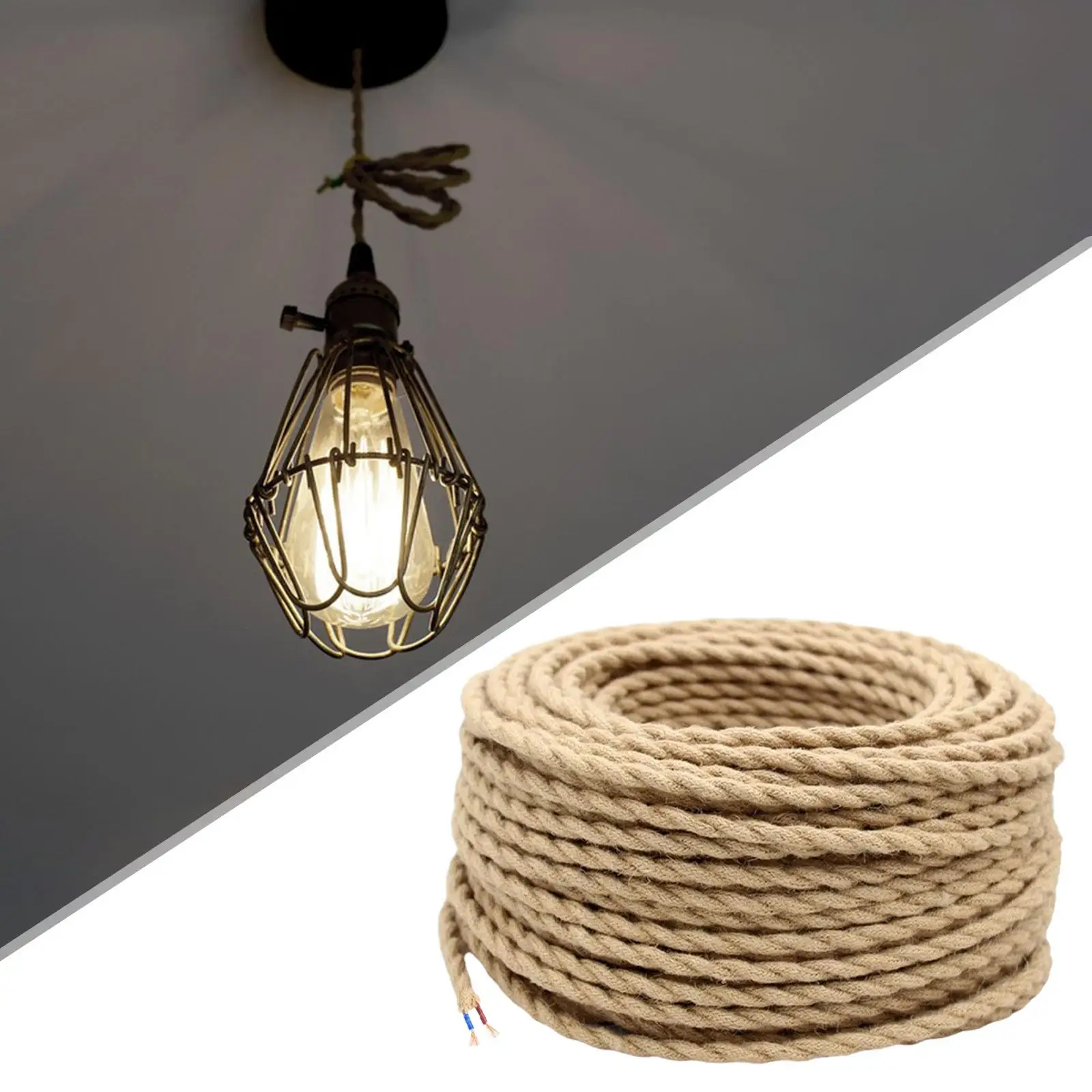 LED Lighting Rope Cable Wire, Twisted Electric Light Cards, 10M Fabric Electrical Cord for Flool Light DIY Lamp Accessories