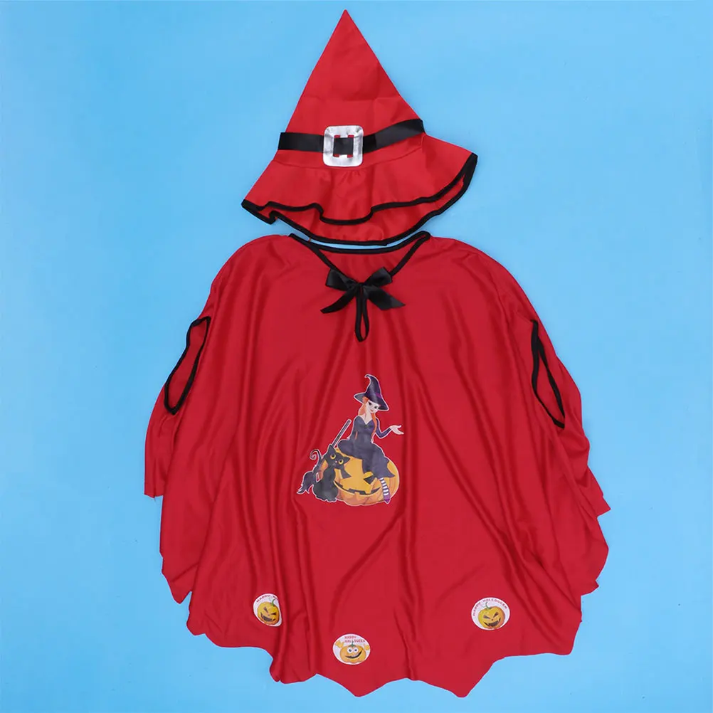 

Halloween Costume Kids Wizard Cape Hat Set Cloth Comfortable Materials Festive Party Cosplay Stage Performance Trick Treat Gifts