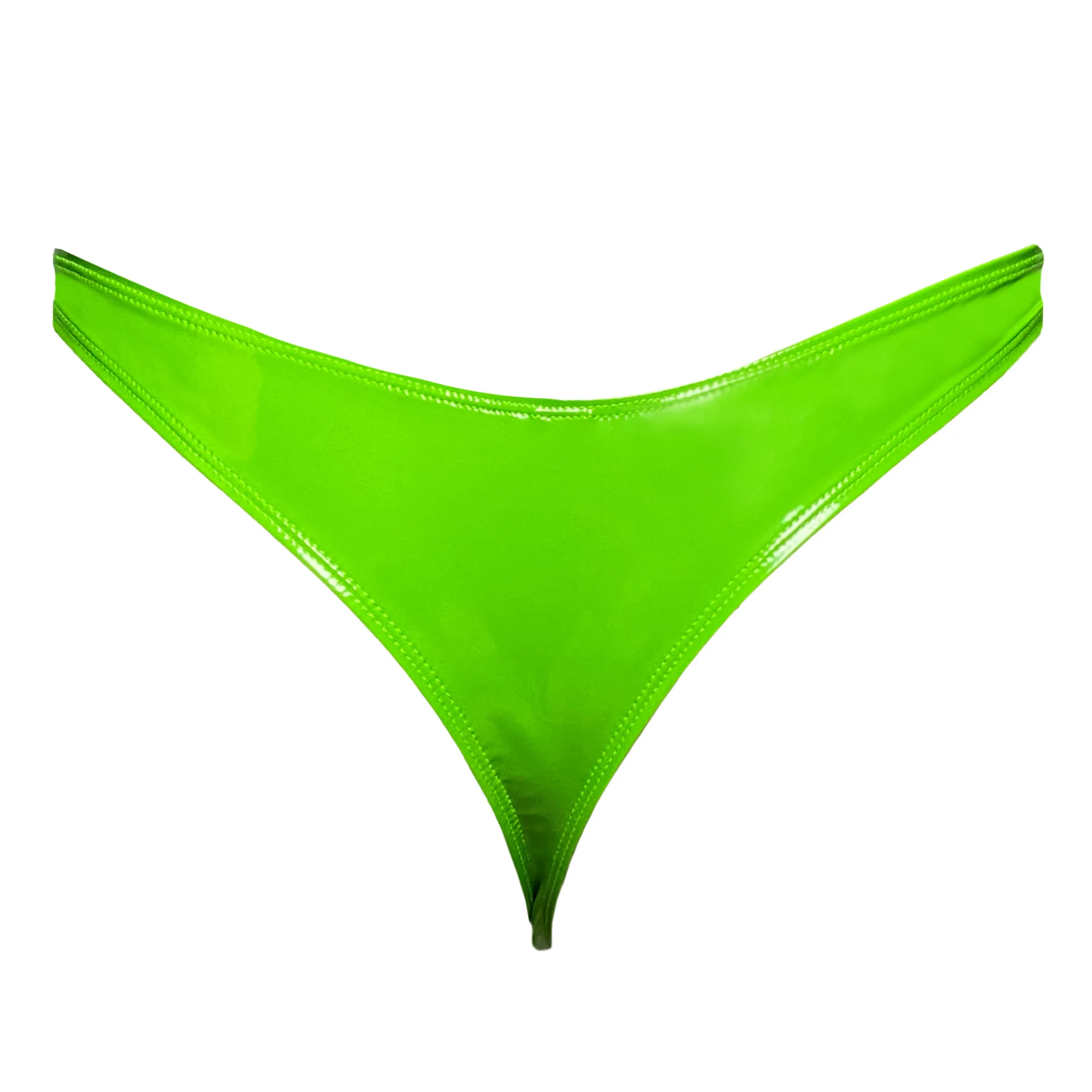 Masked staffs Large waist men thongs Men mirror pu oversized t-pants sexy solid bikini high score sexy bikini bottomed underwear