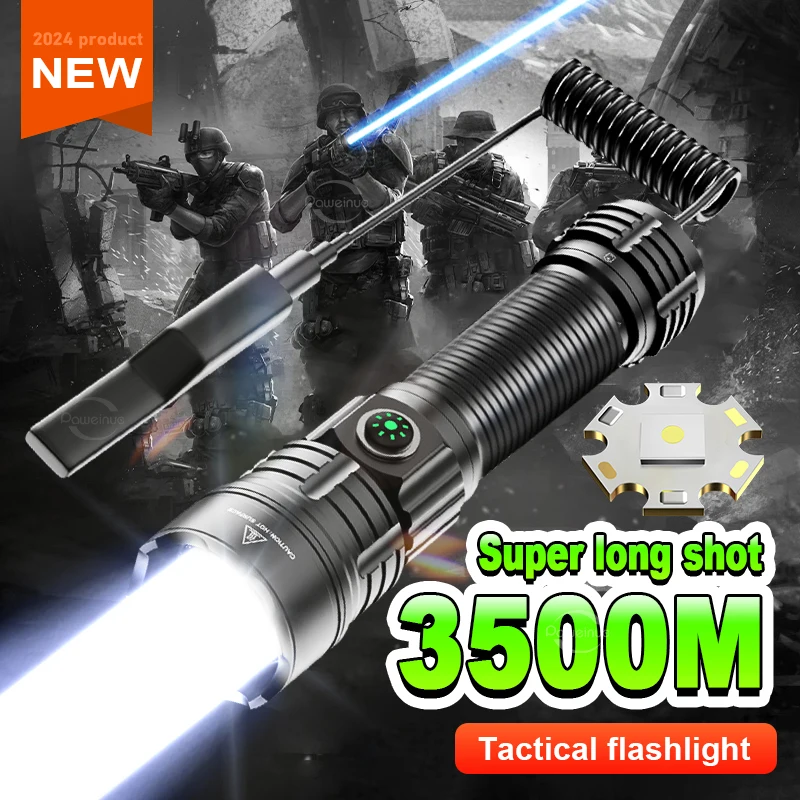 Professional Tactical Torch Laser Ultra Powerful Led Flashlight USB 18650 Night Scout Lights Set  Rifle Scope Weapon Zoom Light