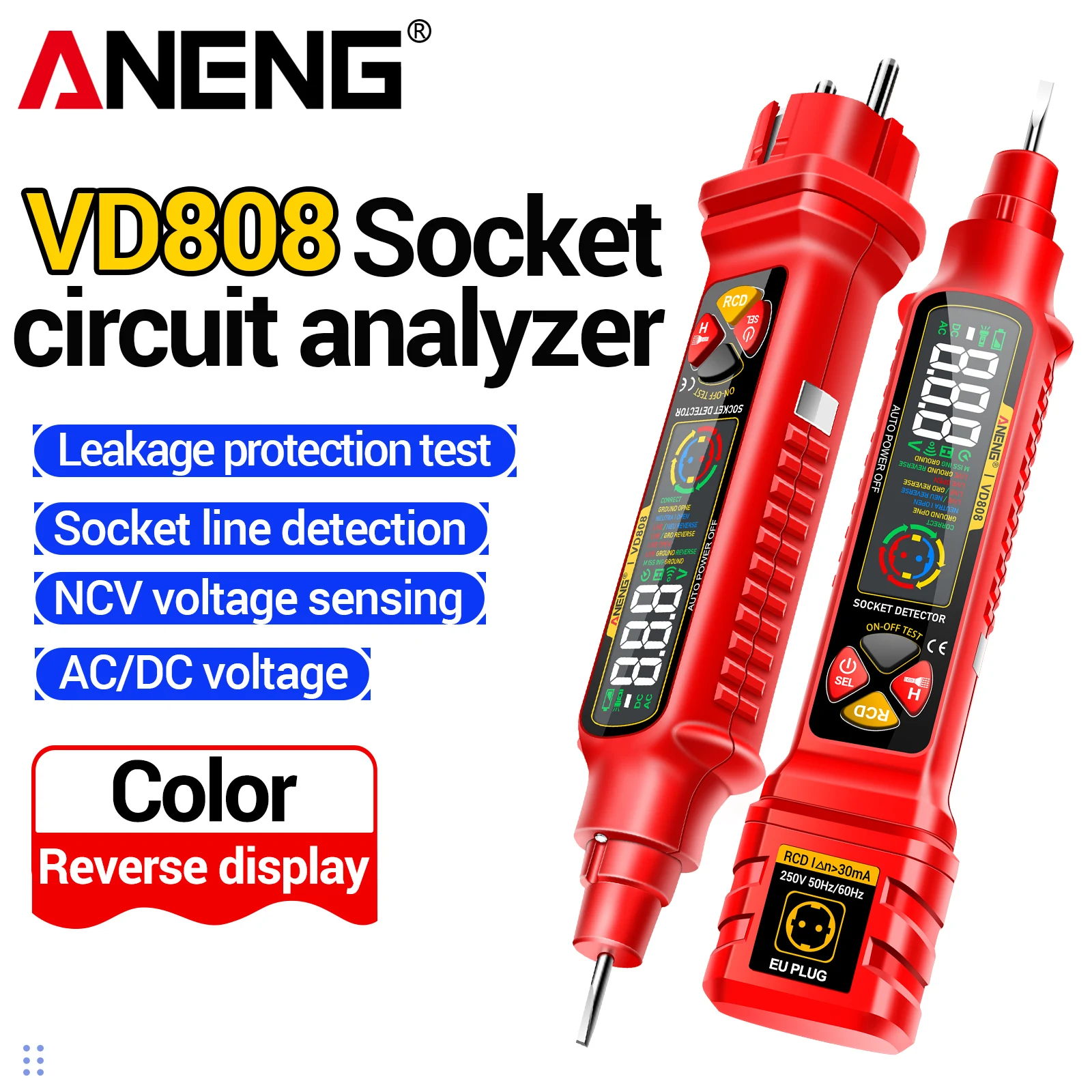 

Тестер напряжения переменного/постоянного тока ANENG VD808, тестер утечки тока, идентификатор нулевого провода, профессиональный электрический тестер-ручка для поиска обрывов цепи