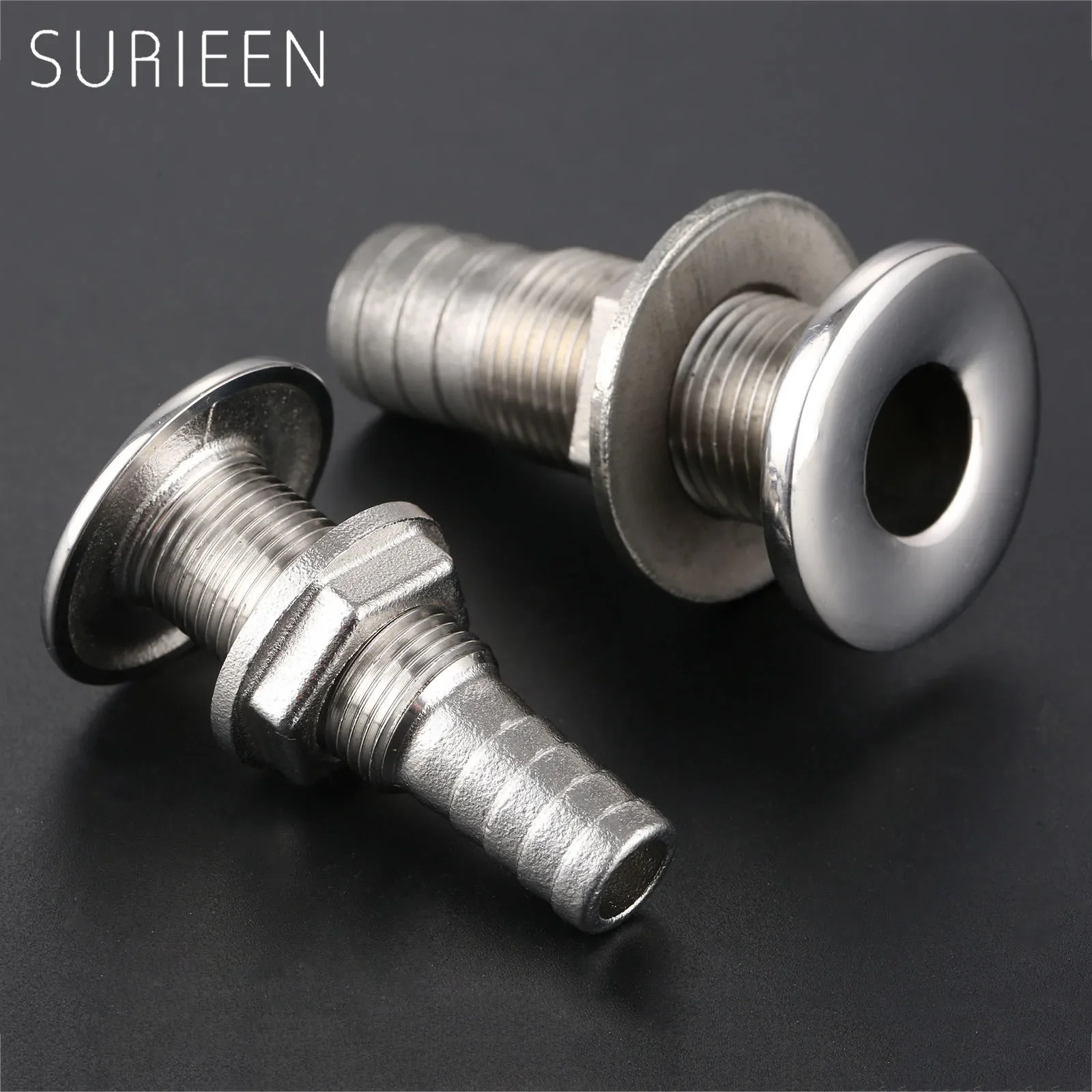 Corrosion Resistance Boat Outlet Drain Joint Marine 316 Stainless Steel Barbed Boat Thru Hull Fitting for 1/2\