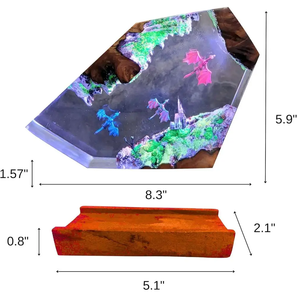 USB-Powered LED Dragon Night Light with 16 Colors, Wooden Base & Remote Control, Handcrafted Gift for Festive Celebrations