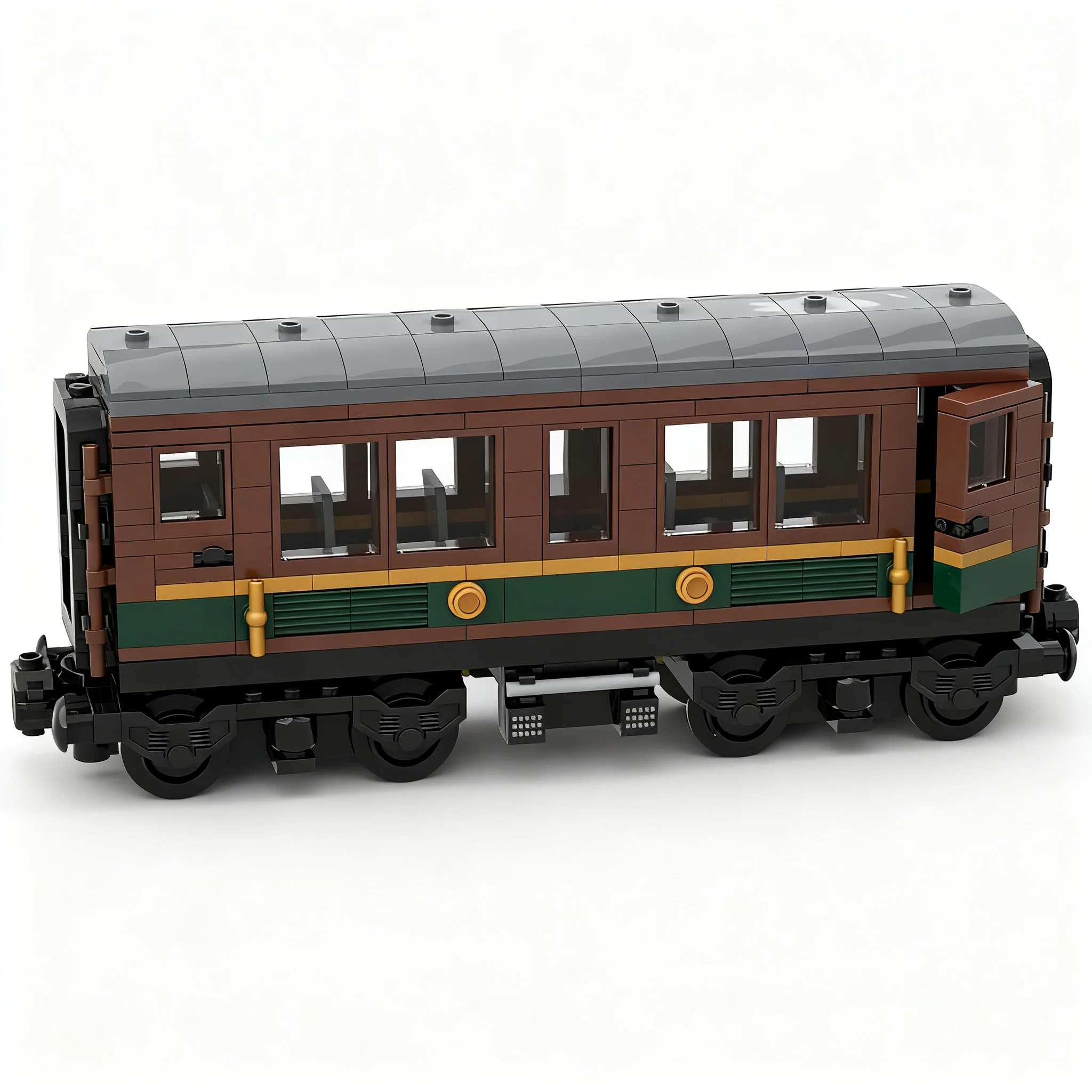 363pcs MOC Vintage Passenger Carriage Extension City Trains Model Building Blocks Construction Toys Christmas Gift Creative