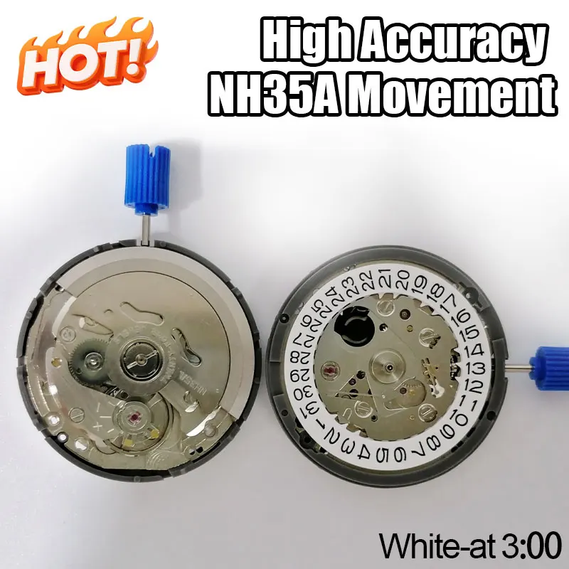 

Высокоточный автоматический механизм NH35A с автоподзаводом, аксессуары для модификации часов, заводная головка на 3 часа, 21600 импульсов в час, белое колесо даты, функция Hacking Seconds