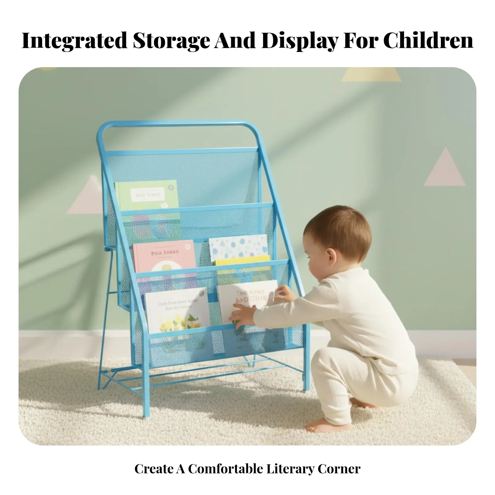 折りたたみ式吊り下げブックラック-省スペース出版物ディスプレイラック-簡単組み立て-簡単設置-子供や遊び場に最適