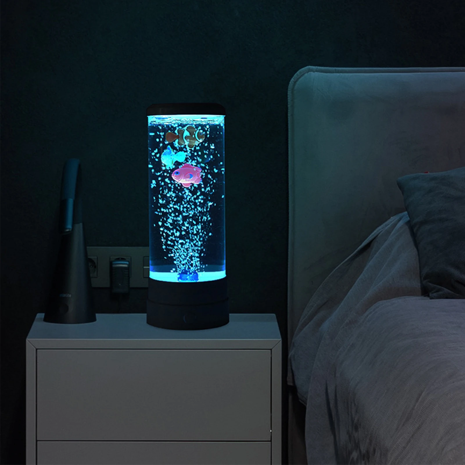 Imagem -02 - Adicionar um Pop de Cor e Diversão para o Seu Espaço com o Usb Colorido Peixe Bolha Lâmpada Led Nightlight para Uma Atmosfera Relaxante