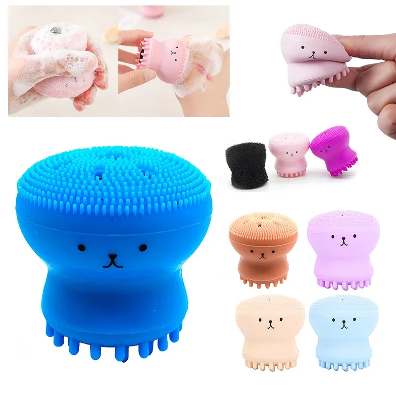 Octopus Facial Brush With Sponge Skin Cleaning Brush Face Cleaner Small Skincare Makeup Tools