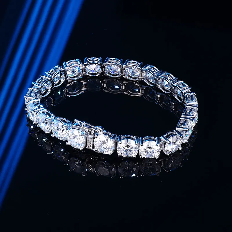 Smyoue Each 6.5/8mm Full Moissanite Tennis Bracelets for Women Men Hip Hop Original Full Diamond 925 Sterling Silver Chain GRA