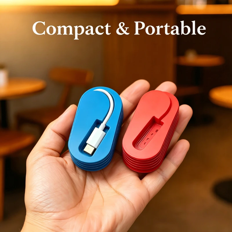 2pcs Portable Cable Winder, Desk & Travel Cable Management, Reusable Cord Management Holder for Charger Cables, Headphone Wires