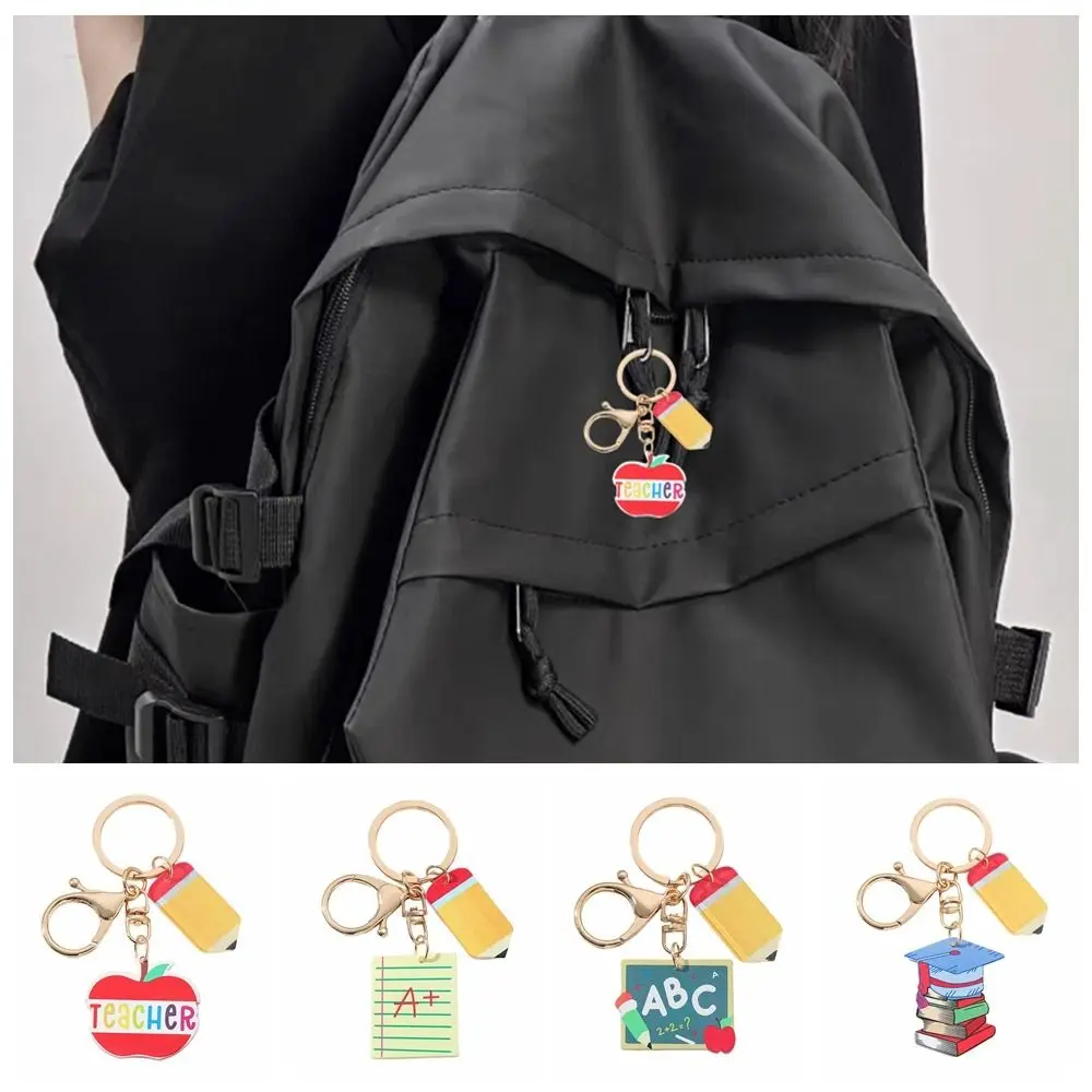 

Acrylic Pencil Keychain Geometric Shape Charm Teacher's Day Keychain Aesthetic Trinket Teacher Education Pendant