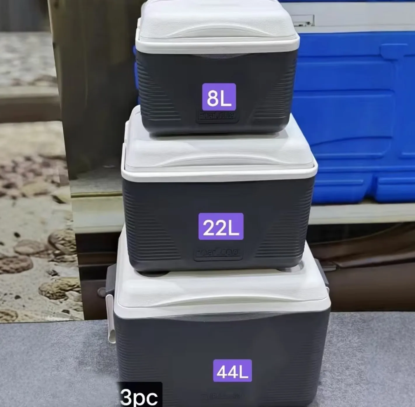 Large rectangular thermal insulation food storage set 3-piece set 8L 22L 44L liter cold box