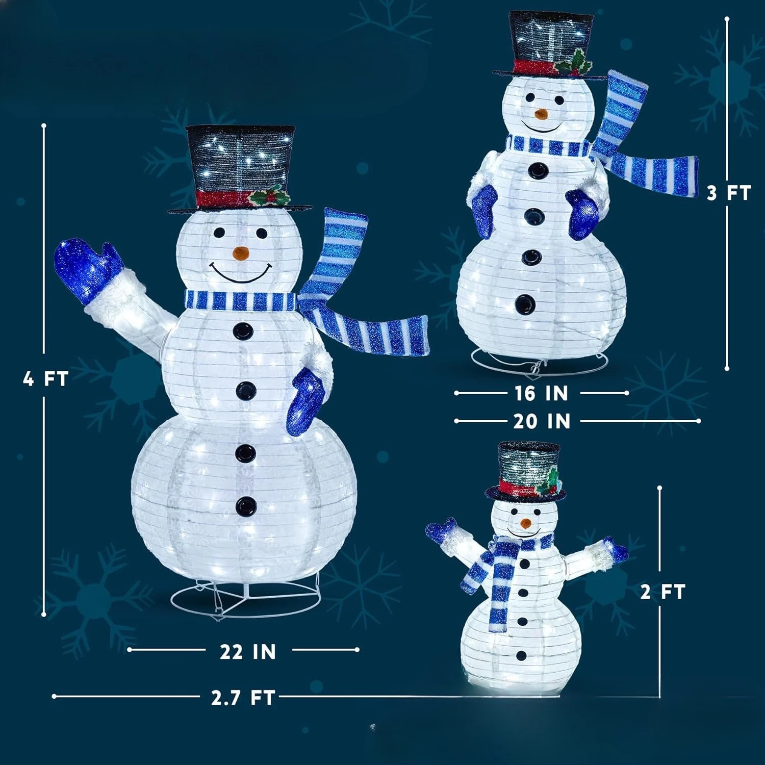 Christmas new snowman wrought iron three-piece set outdoor snow festive atmosphere party decoration art