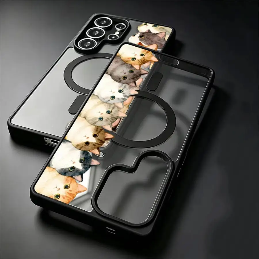 Case for Samsung Galaxy S26 Ultra S25 Plus S24+ S25+ S26+ S23+ S22 S23 S22+ S24 FE Back Phone Cover Cute Little Cat