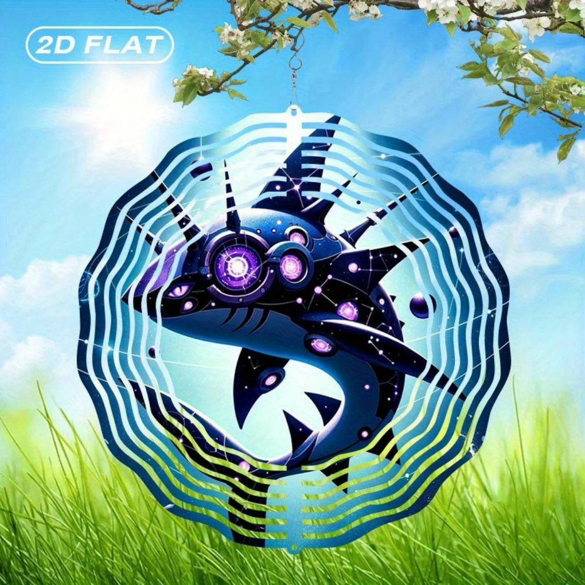 CIFBUY Metal Wind Chime Weatherproof Outdoor Garden Patio Decor Art Gift Galaxy Shark Hanging Spinner Wind Art