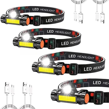 휴대용 미니 강력한 LED 헤드램프, XPE + COB USB 충전식 사냥 헤드라이트, 방수 헤드 토치, 테일 마그네틱