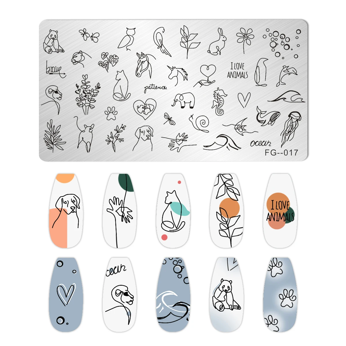 Marble Blooming Nail Stamping Plate Leaf Flower Line Animal Image Nail Stamp Templates UV Gel Polish Printing Plate Nail Tools