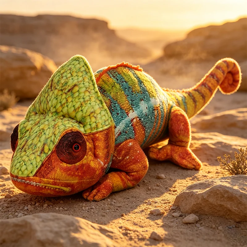 70CM Huge Size Simulated Chameleon Figurine Plush Toy Soft Animal Lizard Colorful Reptile Plushies Pillow Doll Kid Birthday Gift