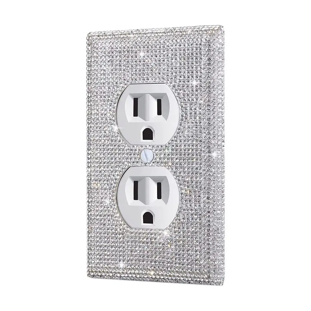 US Standard Elegant Crystal Glitter Wall Plate Cover Rhinestones  Frame Bling Plug Outlet Switch Panel Sticker