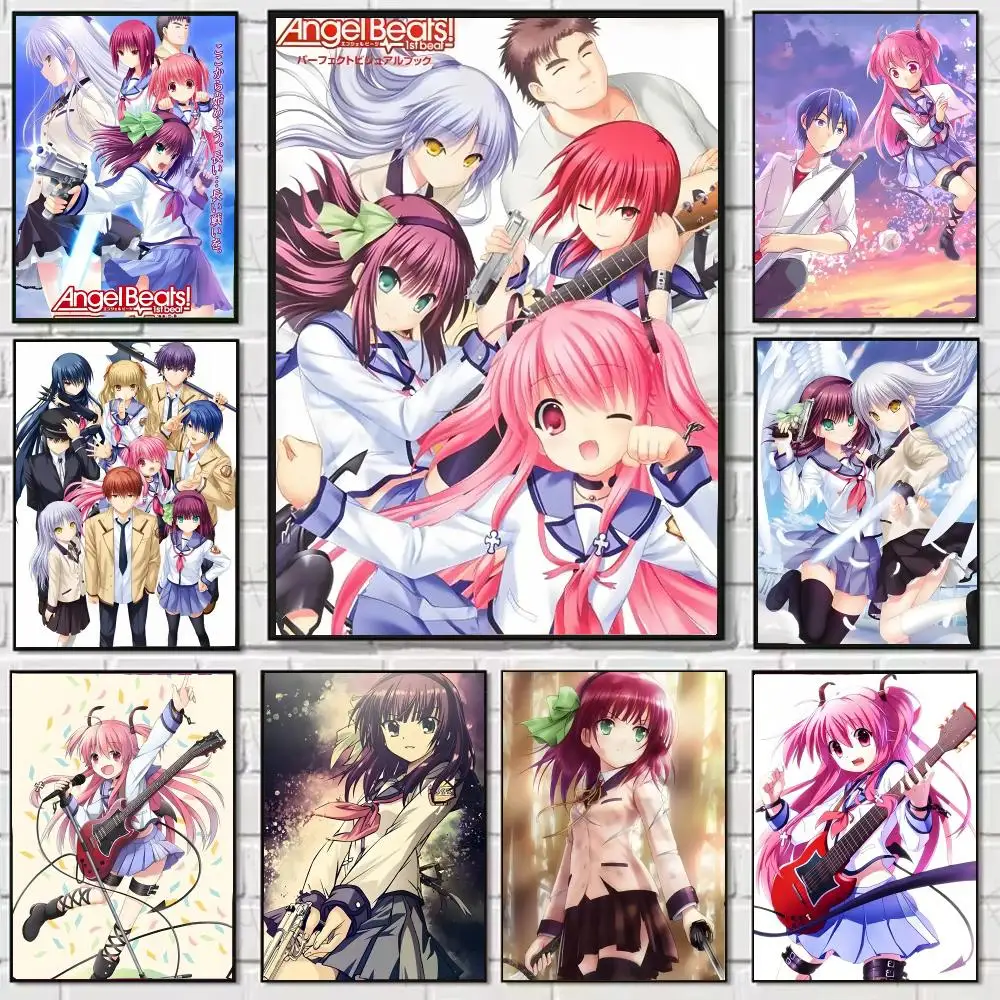 A-Angel Beats Emotional_Anime Poster Stickers, suitable for game rooms, bedrooms, corridors, home wall art decor, gifts