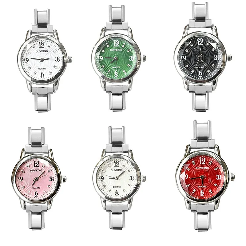 Fashion Elegant Lady Round Dial Rhinestone Module Watch DIY Combination Stainless Steel Band Female Quartz Wristwatch