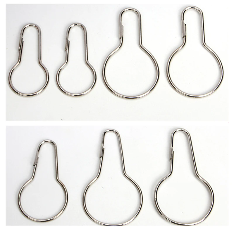 12pcs Iron Curtain Open Gourd Rings Carabiner Keychain Clip Window Curtains Hook Accessories Bath Shower Curtains Rods Clamp