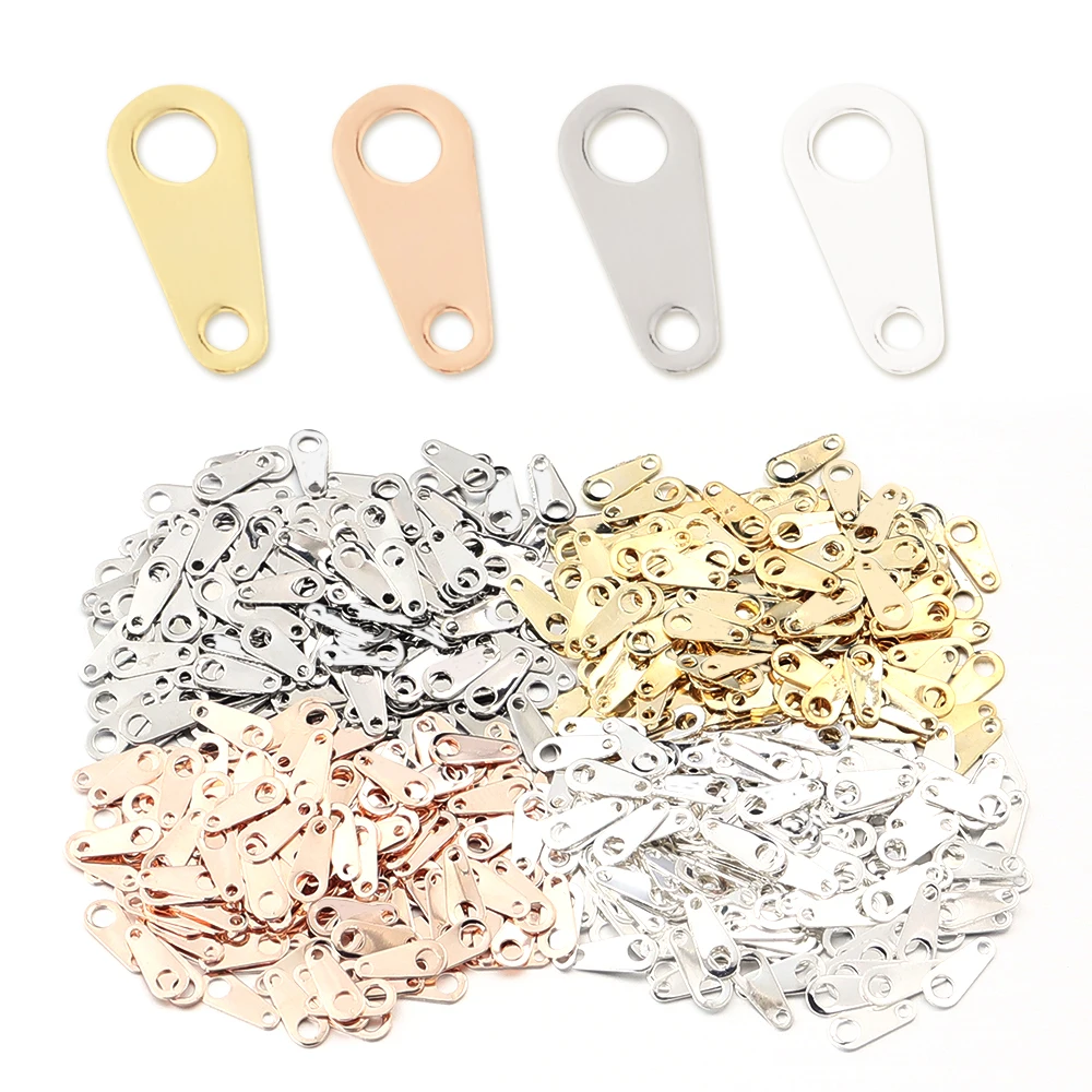 50 Pcs 4x8mm Double Hole Smooth Brass Oval Metal Samping Material Necklace Pendant Tag Label DIY Jewelry Accessories