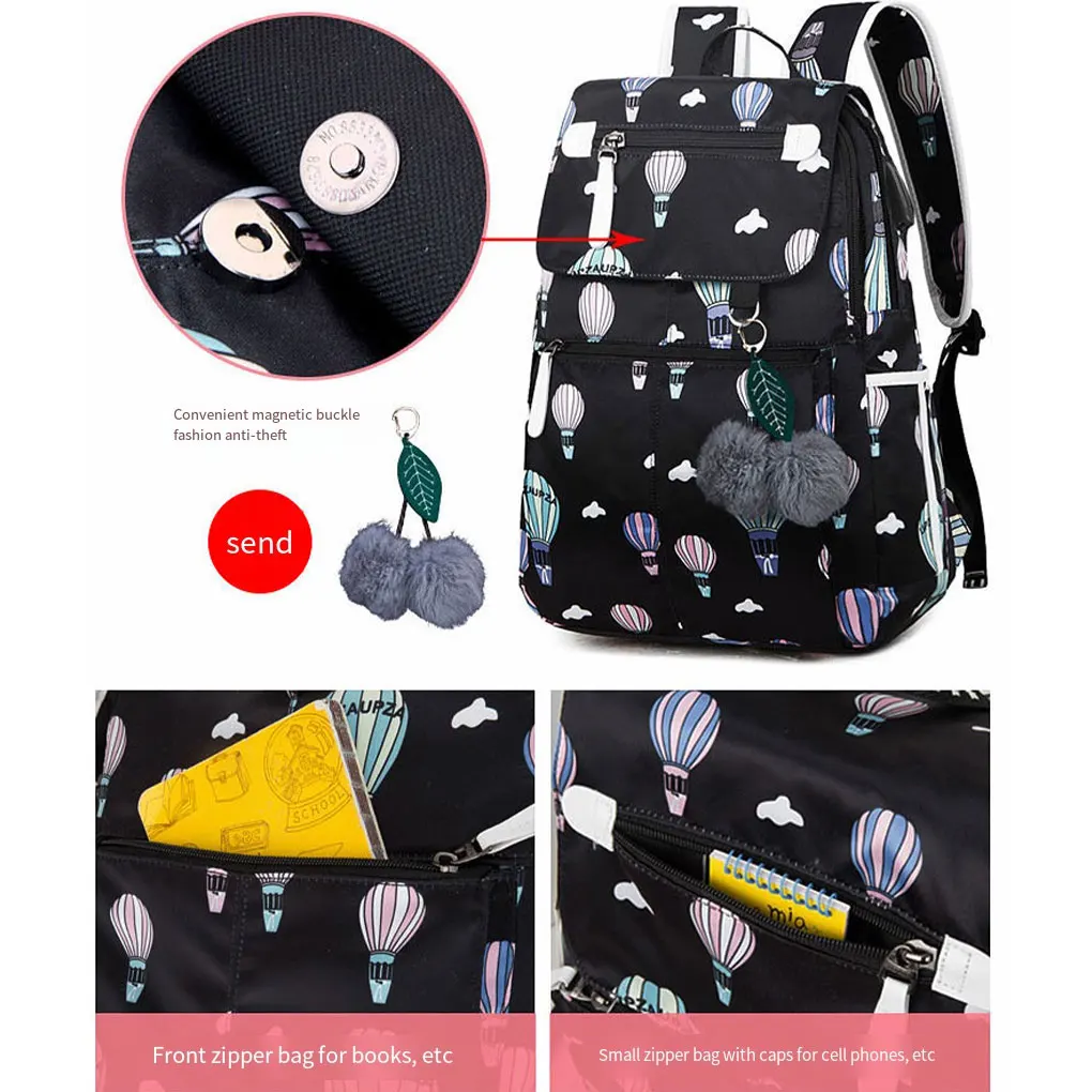 Polyester Made School Backpack For Easy Sorting And Easy Daily School Bags Odorless Multiple Pockets Black 45*31*13cm