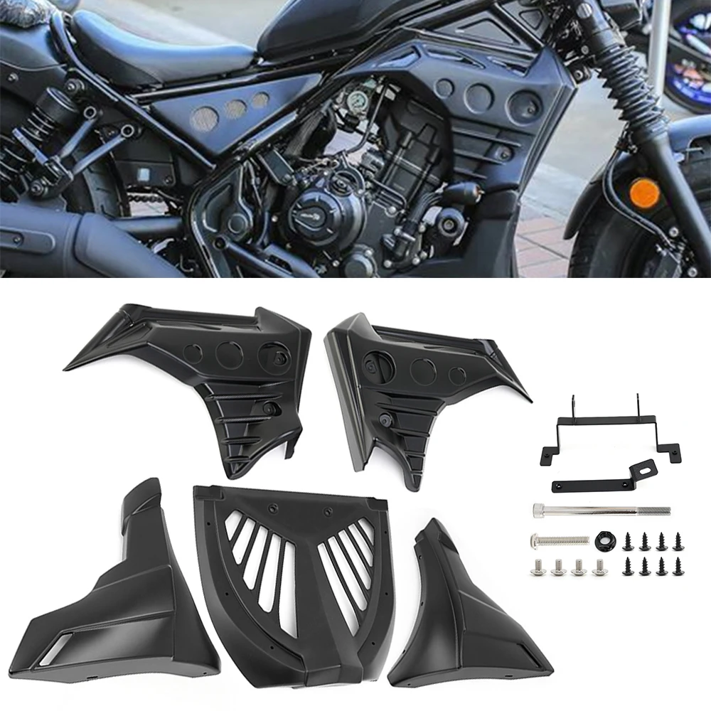 

Motorcycle Black Fairing Lower Chin Spoiler Side Cover Engine Guard Side Frame For Honda Rebel CMX 300 CMX 500 2017-up