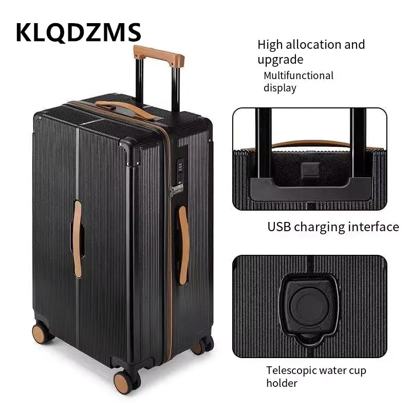 

KLQDZMS Rolling Suitcase Large Capacity Aluminum Frame Trolley Case 20"24"26"28 Inches Boarding Box PC Women's Cabin Luggage