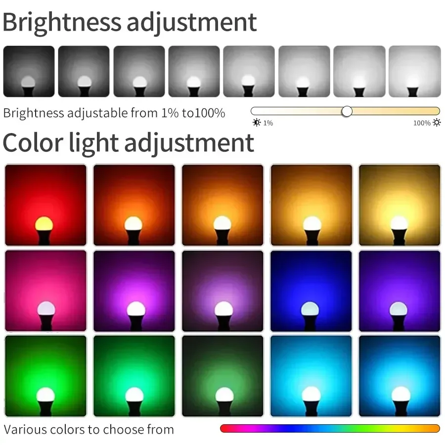 Smart Led Bulbs Tuya Bluetooth E27 220V RGB Light Bulb Phone Remote Control Dimmable Ambient Light For Living Room Bedroom