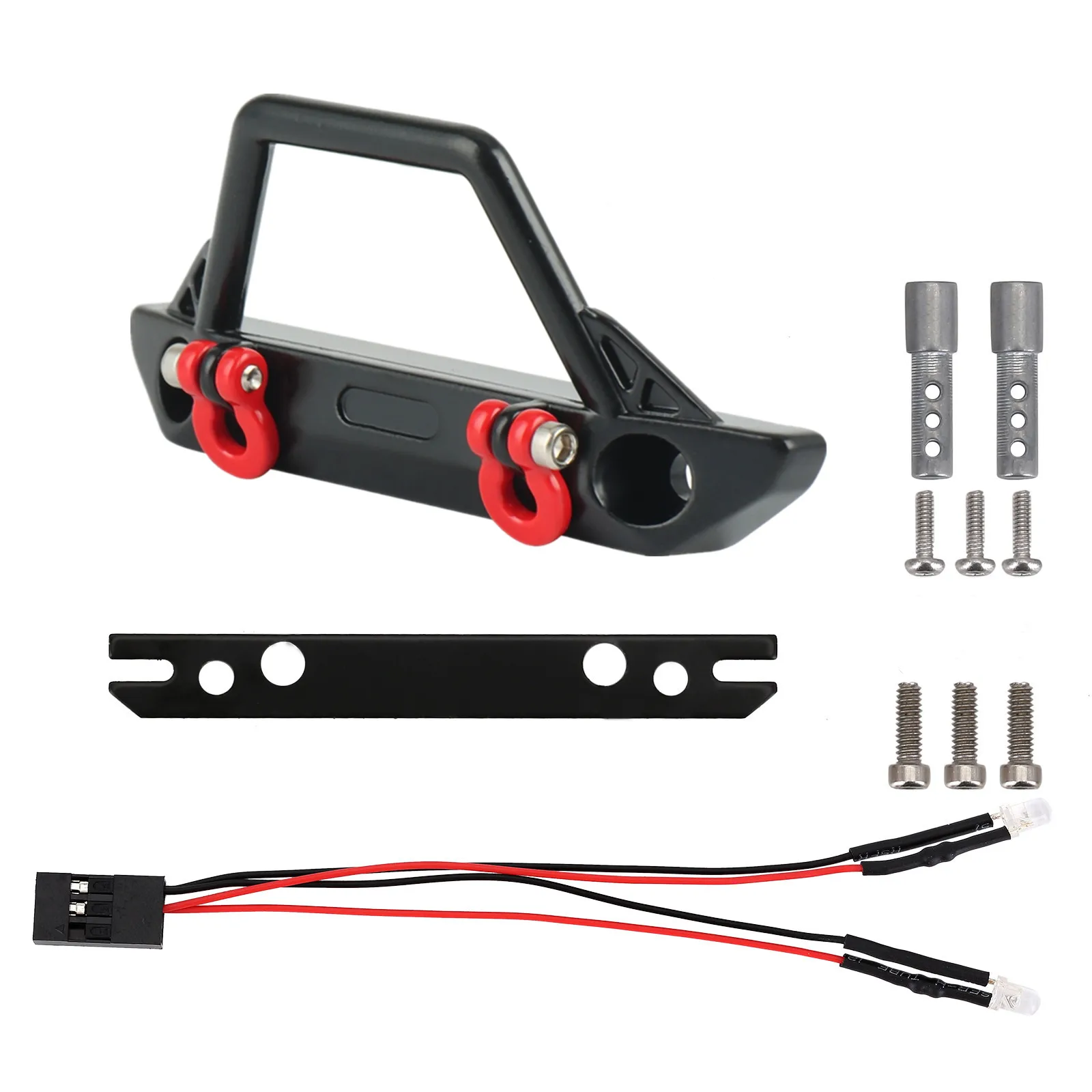 RC car metal Aluminum Front Bumper w/ Shackle for Axial SCX24 C10 Deadbolt JLU black RC truck Upgrade parts accessories