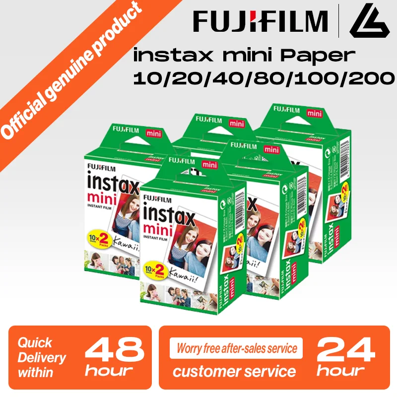 Fujifilm-películas de borde blanco para Mini cámara instantánea, papel fotográfico para instax Mini 11, 12, 9, 7 + 90, 3 pulgadas, 25, 50s, 90, 10/20/40/80/200 hojas