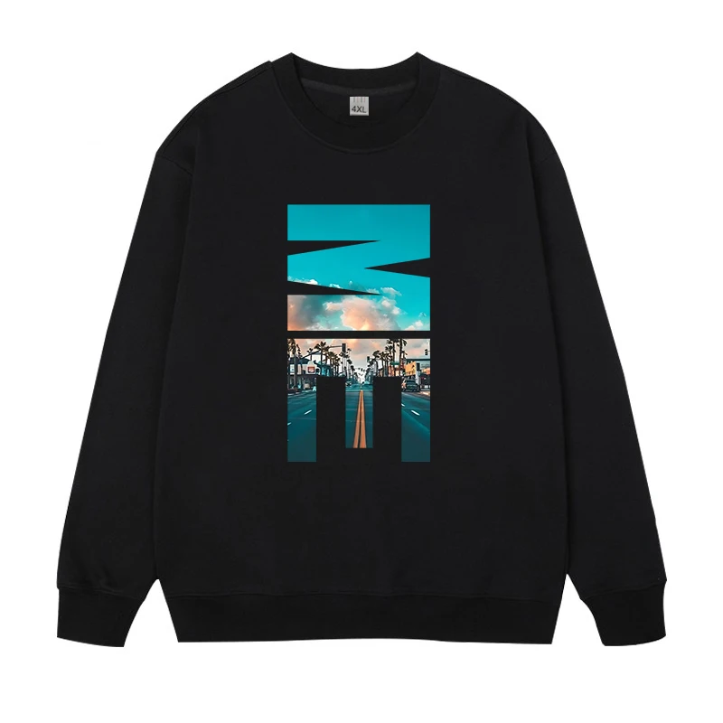 سويت شيرت قطني كامل للرجال مقاس كبير برقبة دائرية وأكمام طويلة بلوزات ربيع الخريف ملابس الشارع الشهير ملابس رجالية 110-180 كجم #4