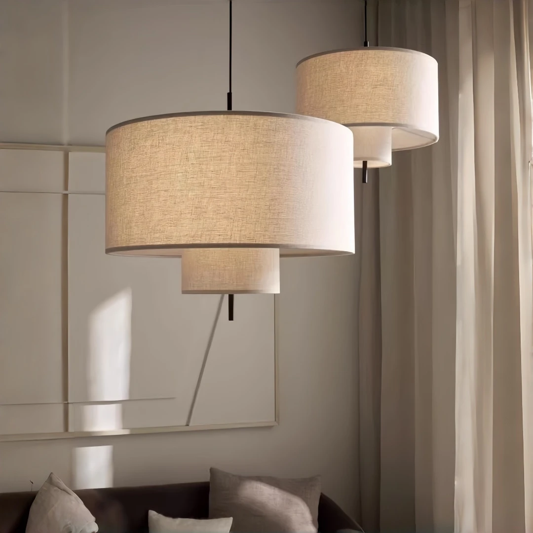 

French style minimalist Chandelier Vintage Homestay Restaurant Living Room Bedroom Study Japanese Style Fabric Lighting Fixtures