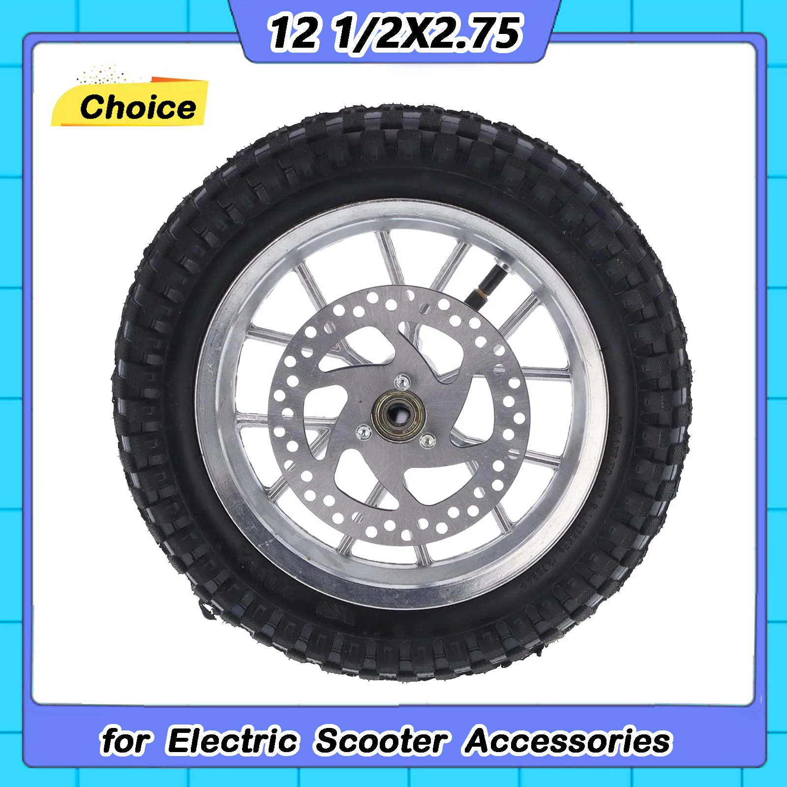 12 1/2X2.75 Bike Front Wheel, Rubber Front Wheel Tire 12.5x2.75 Disc Brake Sprocket Bolts for 2 Stroke Mini Dirt Bike