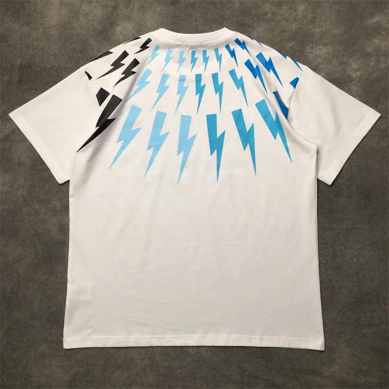 New luxury Men 2023 Neil Blue thunderbolt T Shirts T-Shirt Hip Hop Skateboard Parkour Street Cotton T-Shirts Tee Top #185