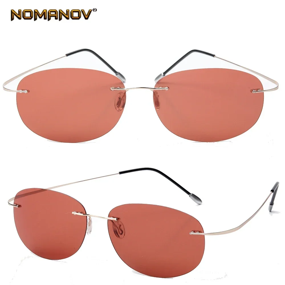 

Rimless Polarized Sunglasses Men Ultra-light Frameless Day and Night Men's Polarized Driver Driving Fishing Sunglasses