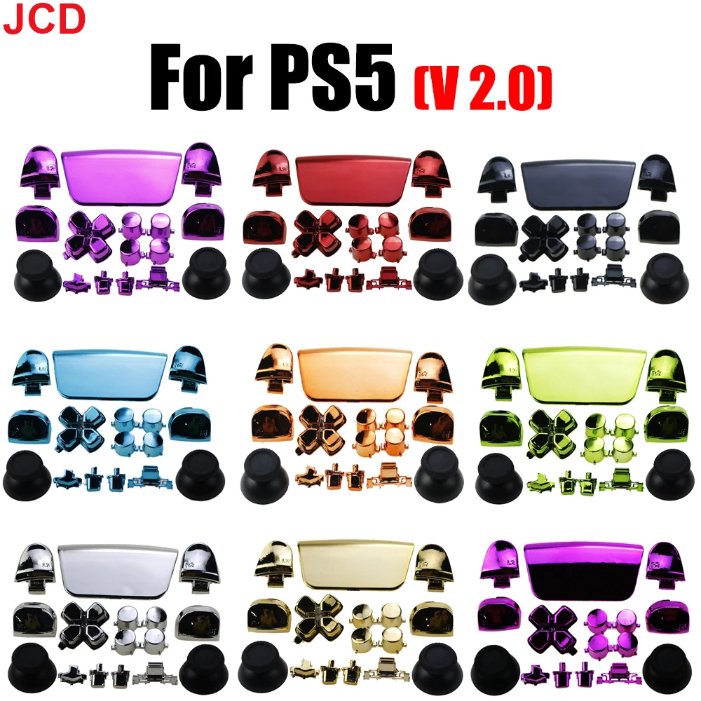 

JCD Electroplate L1 R1 L2 R2 Button D-pad Share Buttons Kit Joystick Caps Replacement For PS5 V2 2.0 Controller Gamepad