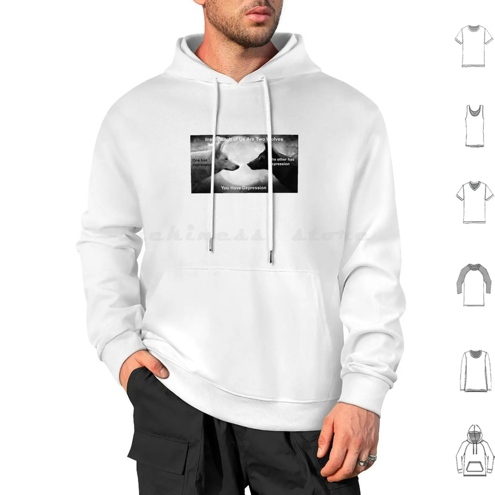 Inside Each Of Us Are Two Wolves. Hoodie cotton Long Sleeve Wolves Depression Meme Memes Funny