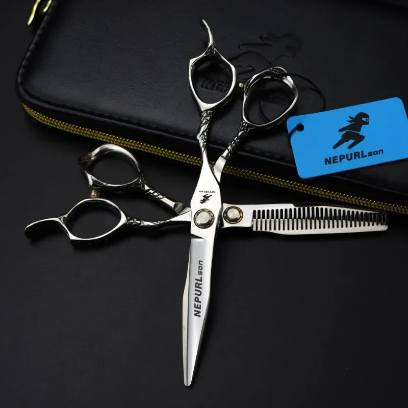 

professional Japan 440c steel 6 inch Bull head hair cutting scissors haircut thinning barber cut shears hairdressing scissors