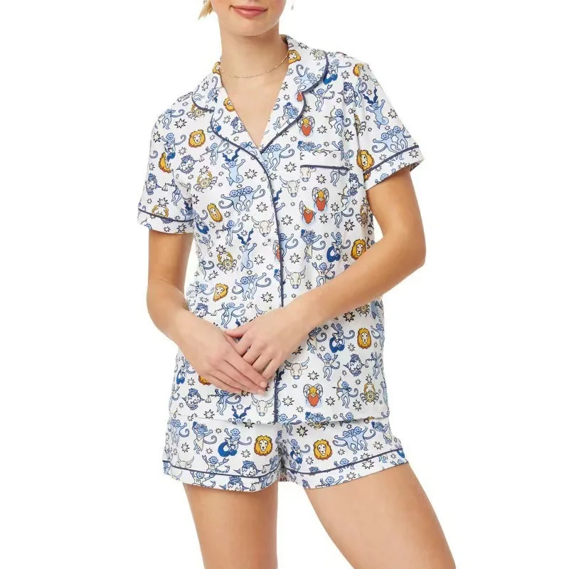 

Casual Floral Print ort Sve Spwear Set for Women Comfortable Home Clothes Spring Summer New Sle round Ne Long Sve