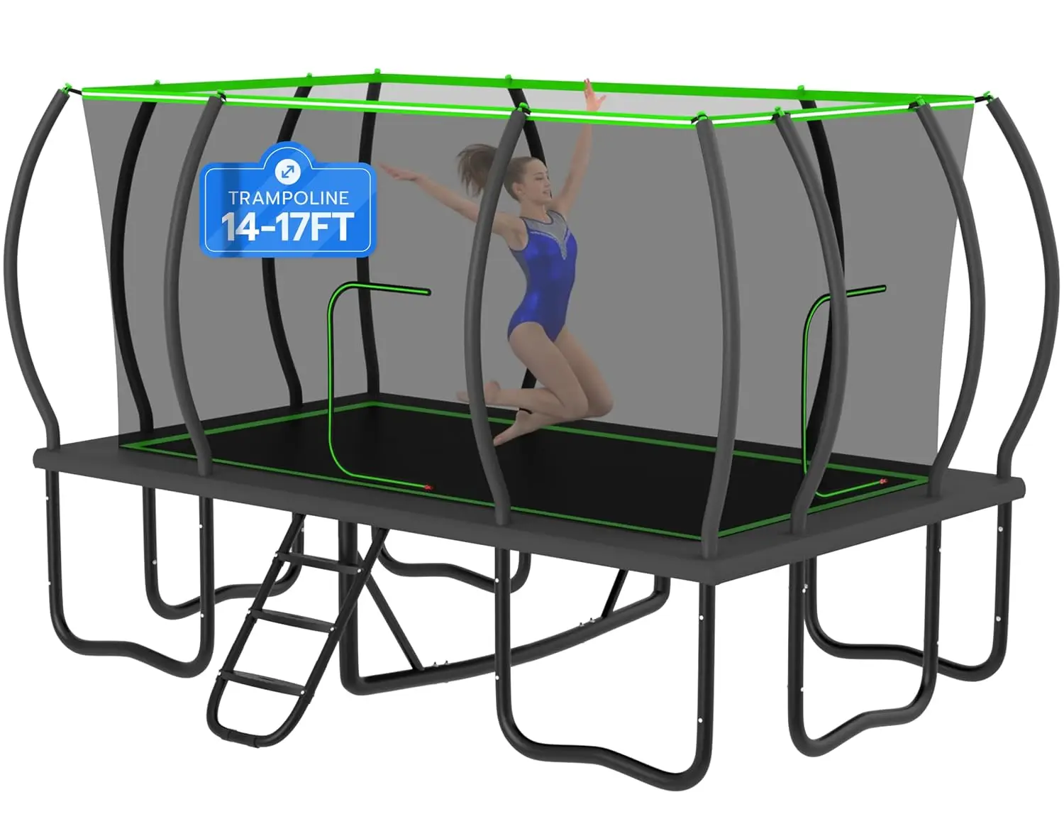 Upgraded Rectangle Tranpoline 10X17FT 9x15FT 8x14FT, 2000LBS Large Square Tranpoline Outdoor with Safety Enclosure, Customized