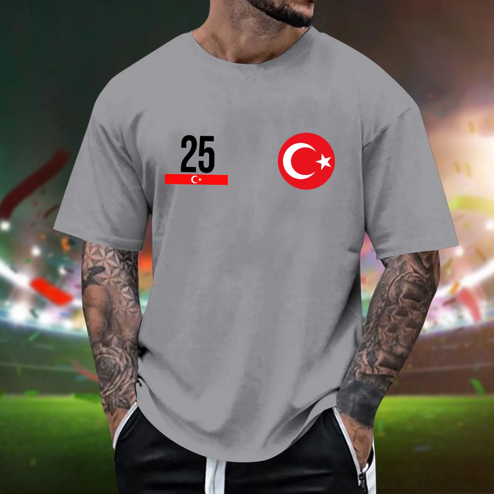 Men\'s Short Sleeve T Shirt Summer Turkey Sport Prints Casual Ventilate Holiday Party Number Print Men Oversized Top Tees