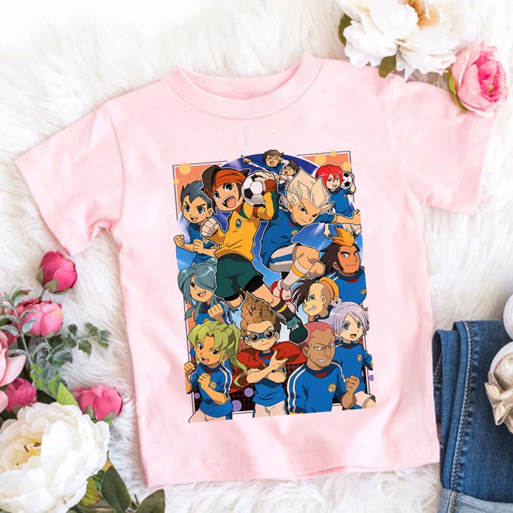 Kids Basic Tshirt Women Men Inazuma Eleven Go Tees 3-10Years Children Short Sleeved Clothes Boys Girls Round Neck Birthday Gifts